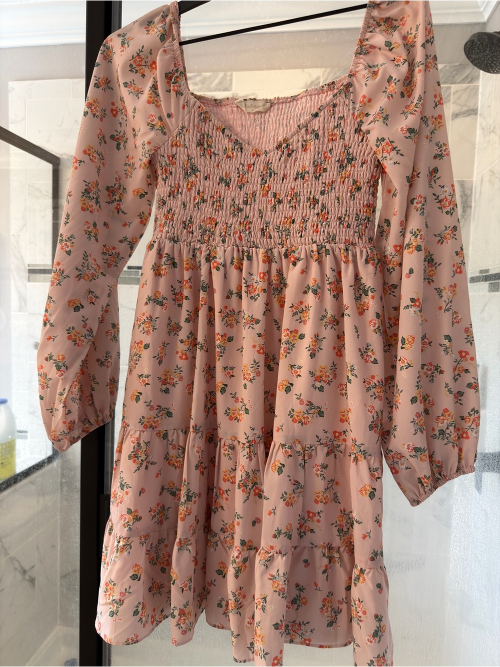 Altar'd State Pink Floral Smocked Tiered Dress